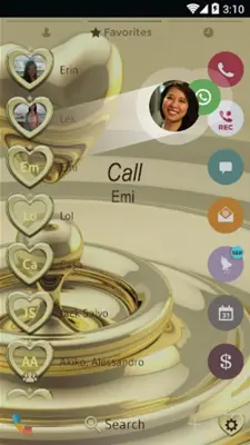 Theme Dialer Metal Gold Heart android App screenshot 1