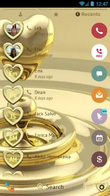 Theme Dialer Metal Gold Heart android App screenshot 2